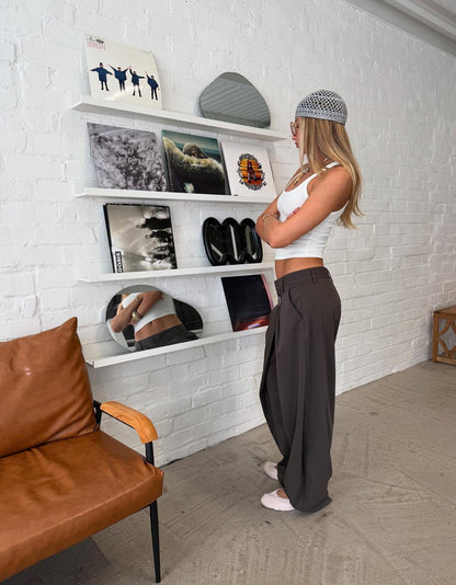 Tailored fit trousers with crossover waist