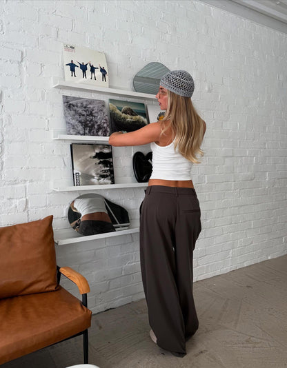 Tailored fit trousers with crossover waist