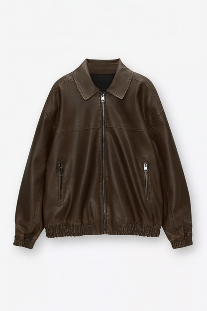 Bomberjack with leather effect