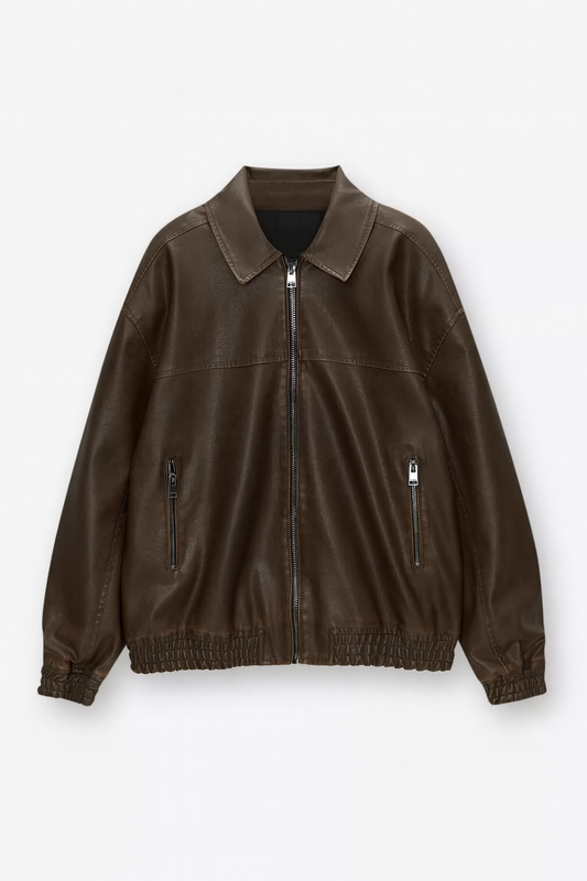 Bomberjack with leather effect