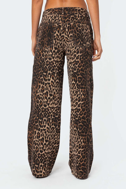 Leopard Printed Low Rise Jeans