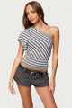 Asymmetric Striped One Shoulder Top