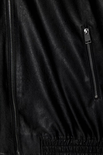 Bomberjack with leather effect