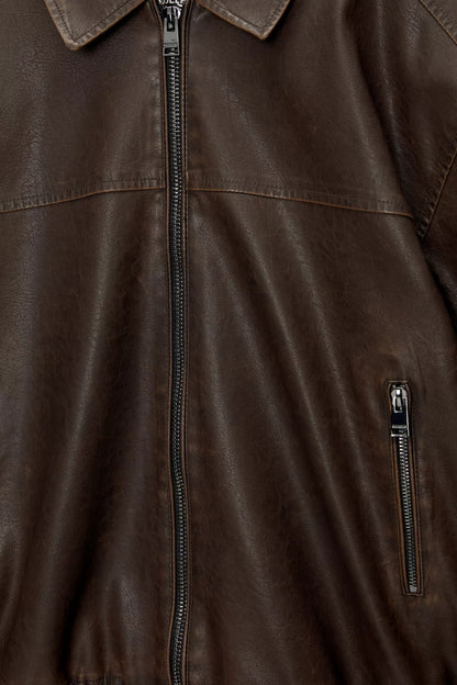 Bomberjack with leather effect